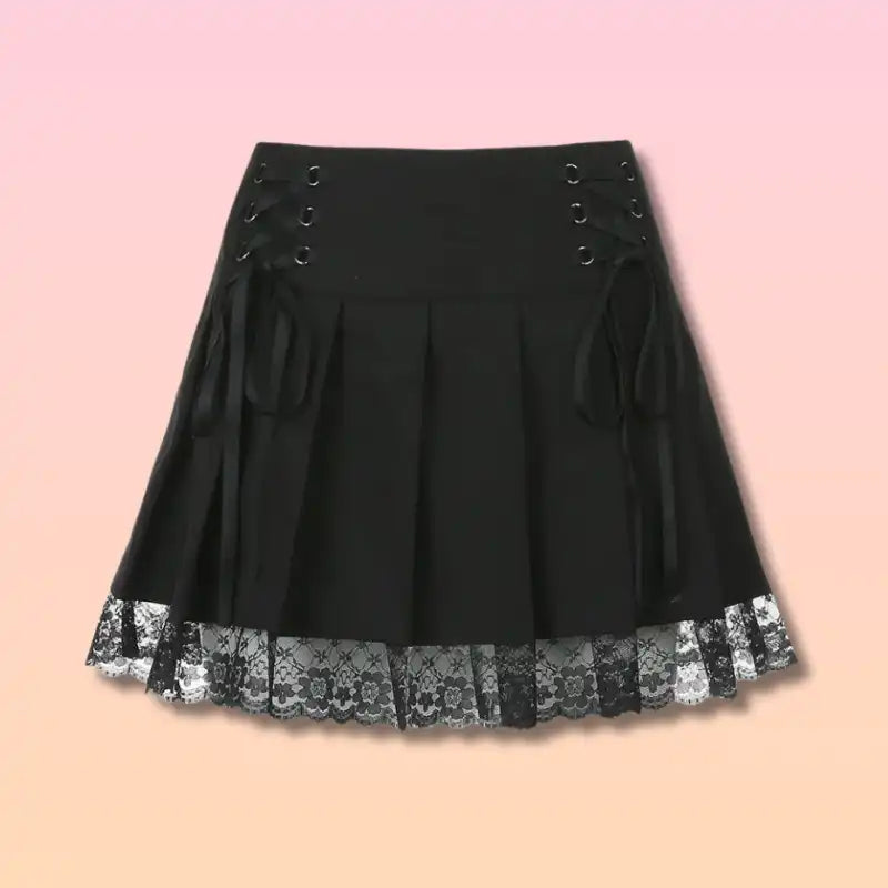 Cute Lace Tie Mini Skirt