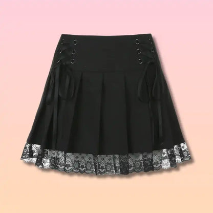Cute Lace Tie Mini Skirt