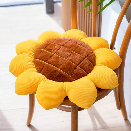 Kawaii Sunflower Plush Plant Seat Cushion