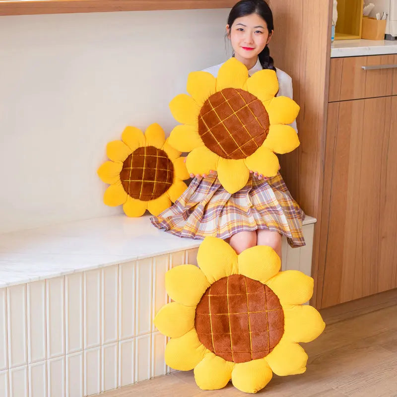 Kawaii Sunflower Plush Plant Seat Cushion