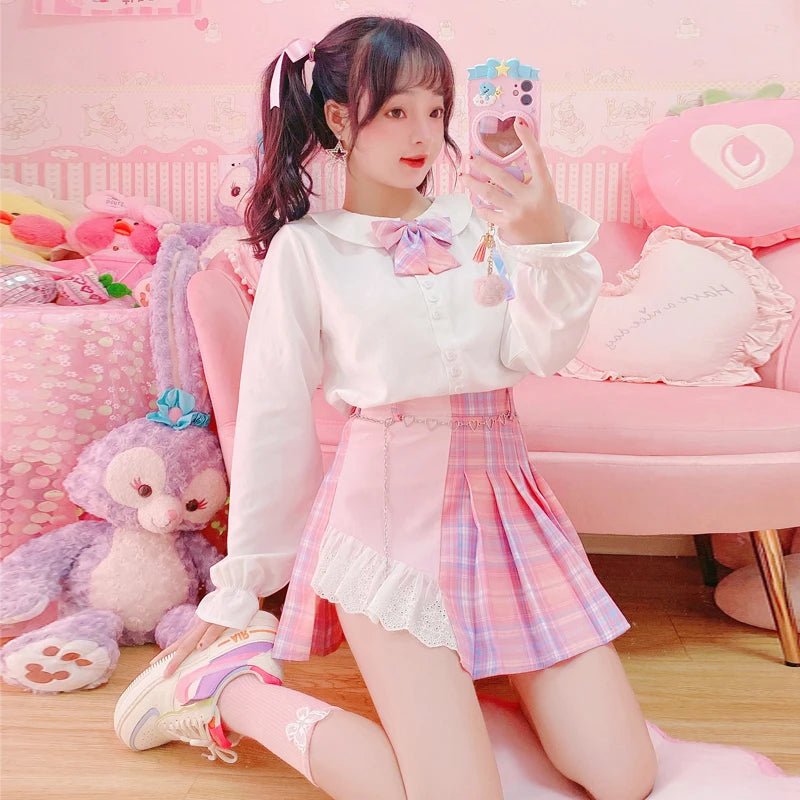 Pink Plaid Kawaii Skirt