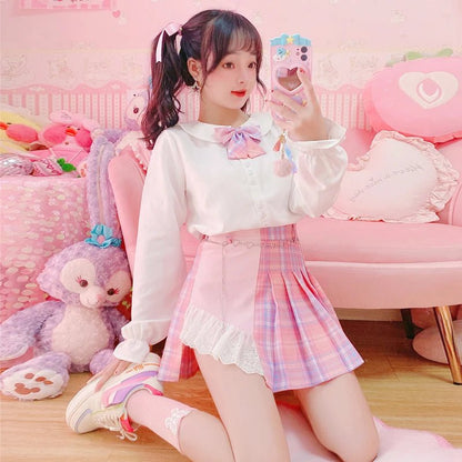 Pink Plaid Kawaii Skirt