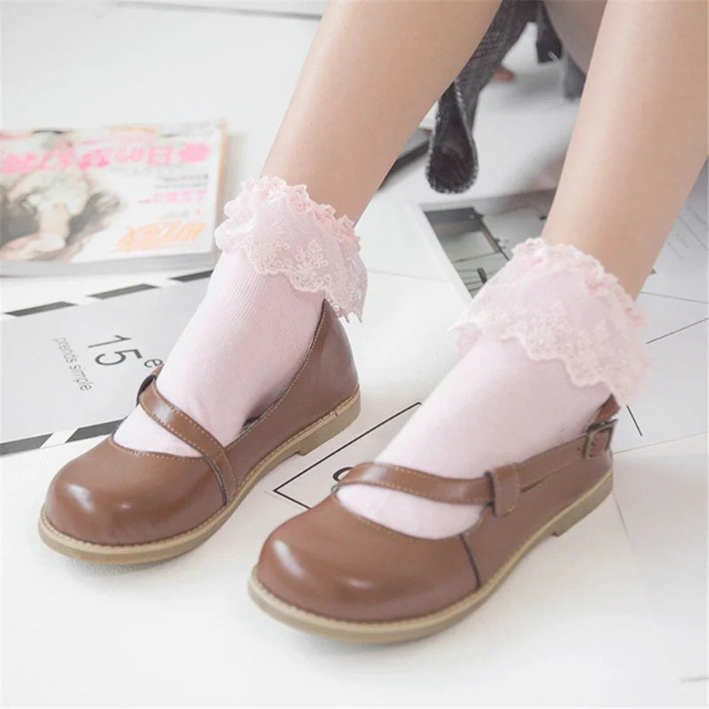 Chaussettes à Volants et Dentelle Kawaii