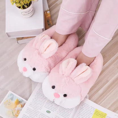 Chausson peluche lapin rose kawaii