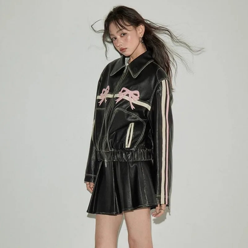 Veste en Cuir Kawaii