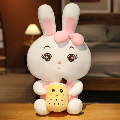 Peluche Lapin Kawaii Tenant un Boba