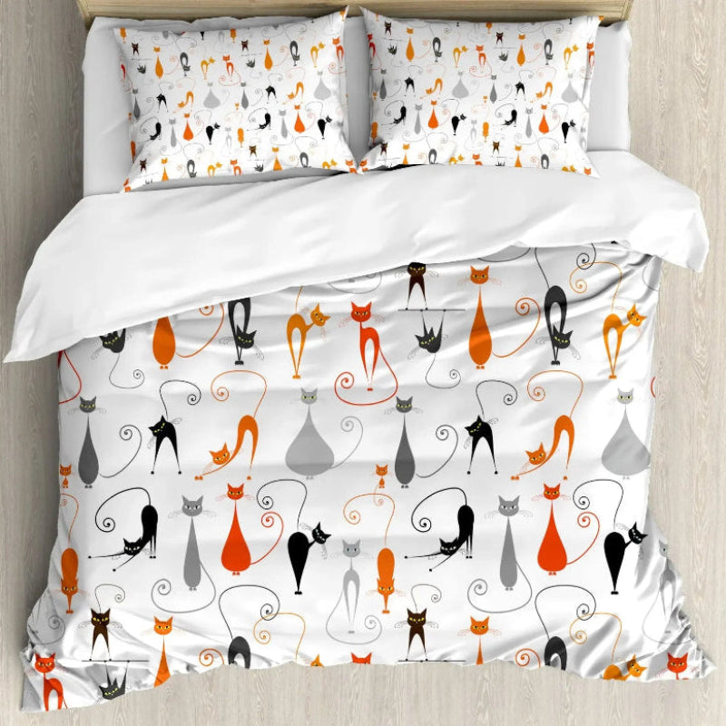 Kawaii Bedding Set for Cat Lovers