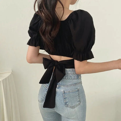 Puff Sleeve Kawaii Crop Top