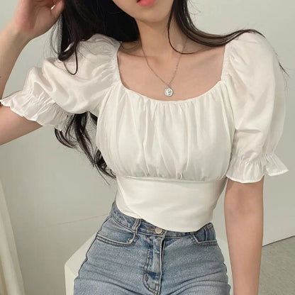 Puff Sleeve Kawaii Crop Top