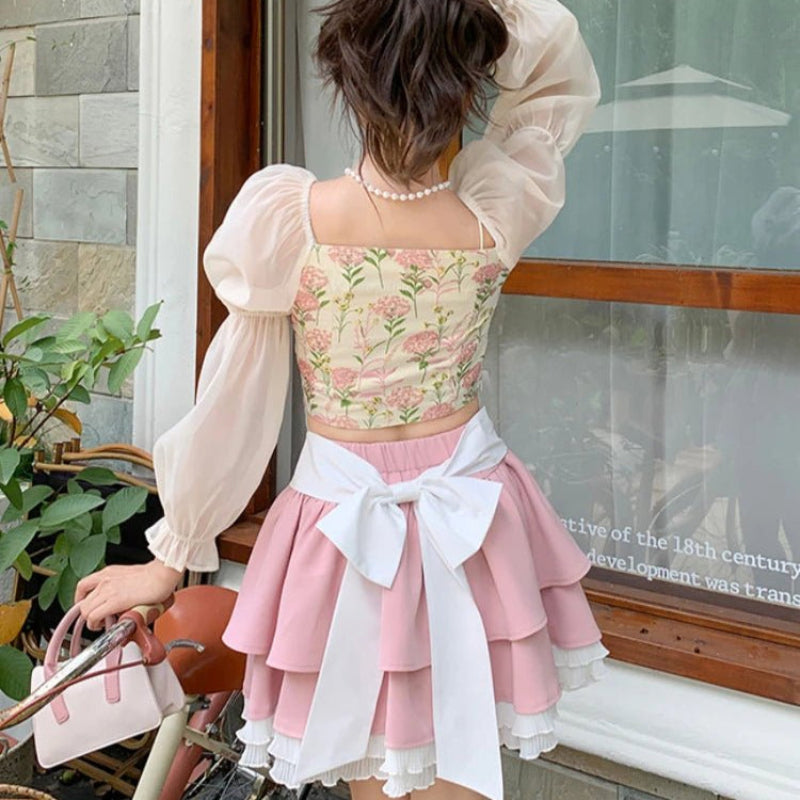 Pink Kawaii Skirt Set