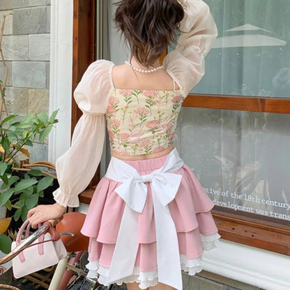 Pink Kawaii Skirt Set