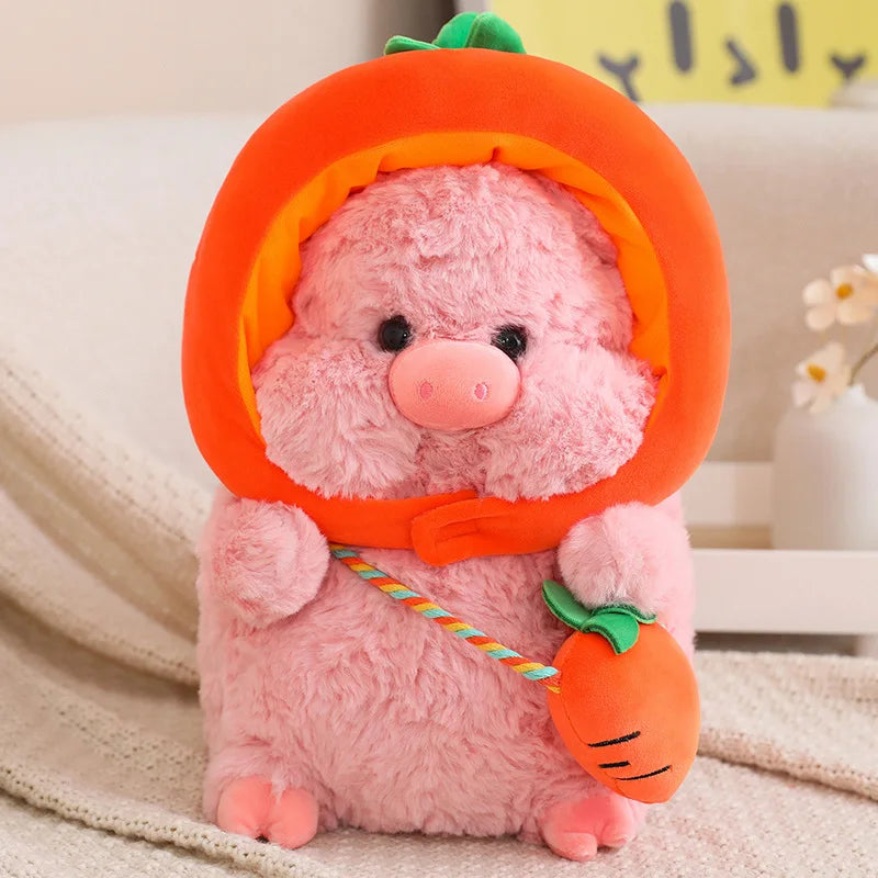 Peluche Kawaii Cochon avec Chapeau Légumes
