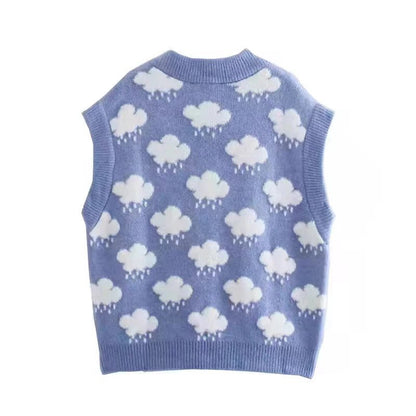 Gilet Tricoté Bleu Kawaii