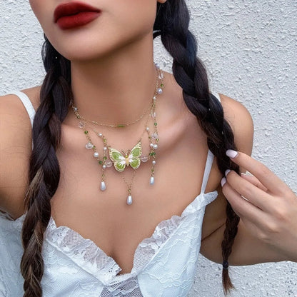 Collier Perle et Papillon Kawaii