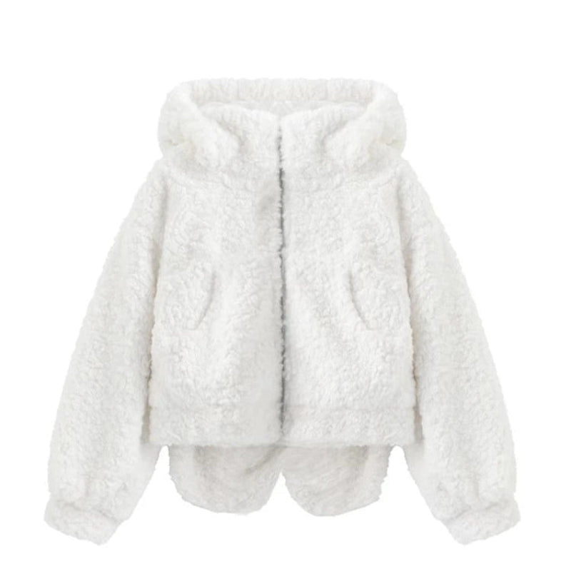 Veste à Capuche en Polaire Pelucheuse