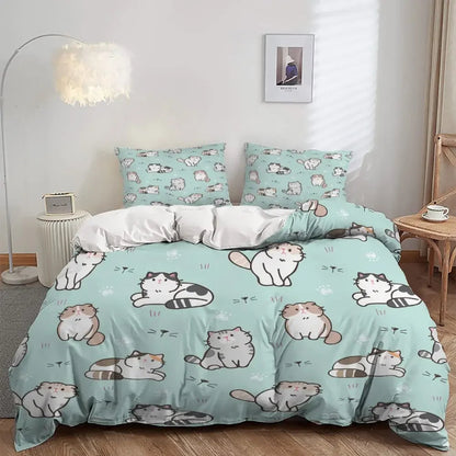 Kawaii Bedding Set for Cat Lovers