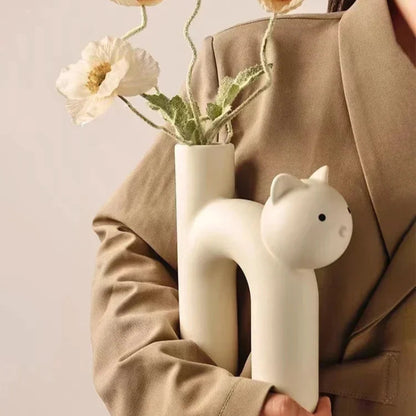 Vase en Céramique en Forme de Chat Mignon