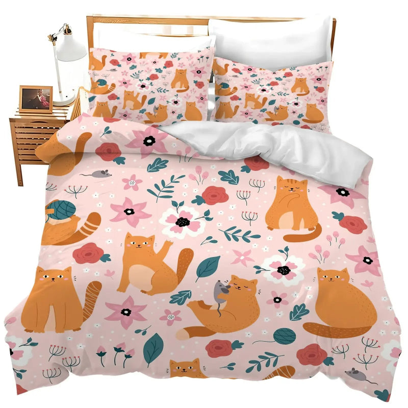 Kawaii Bedding Set for Cat Lovers