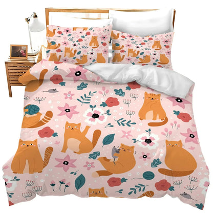Kawaii Bedding Set for Cat Lovers