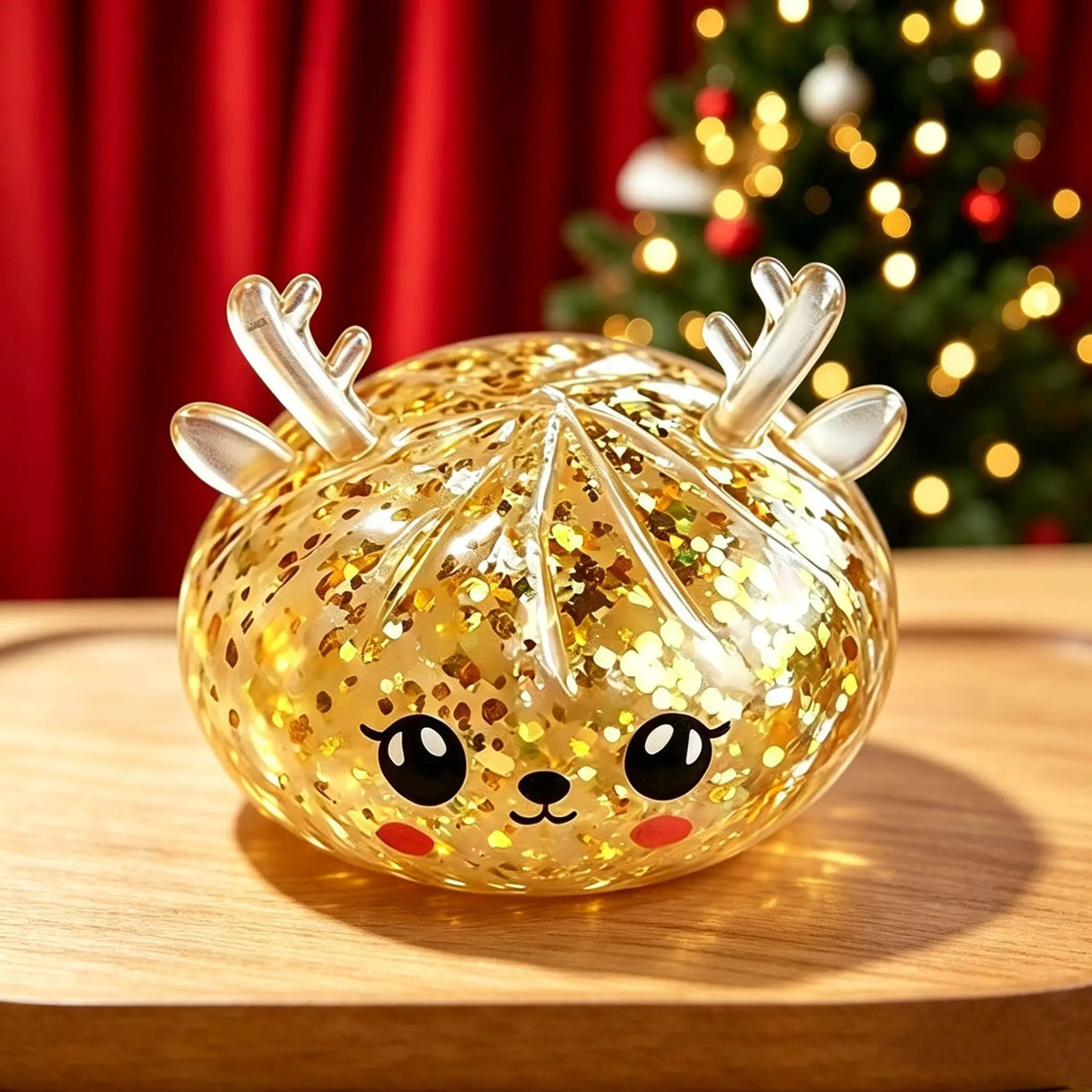 Squishy Renne de Noël Doré Pailleté