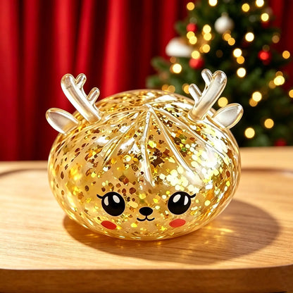 Squishy Renne de Noël Doré Pailleté