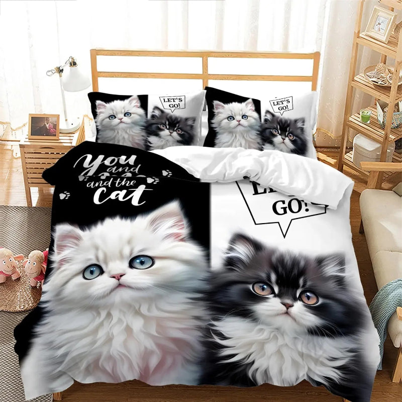 Kawaii Bedding Set for Cat Lovers