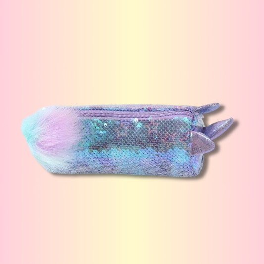 Trousse unicorne paillette à sequins violet