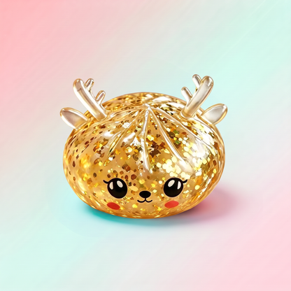 Squishy Renne de Noël Doré Pailleté