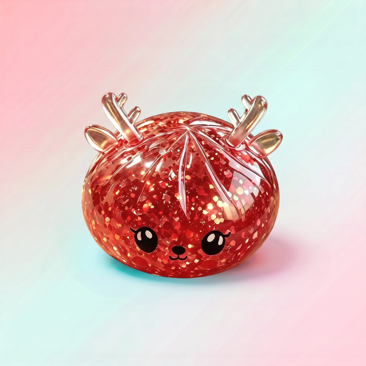 Christmas Reindeer Red Glitter Squishy