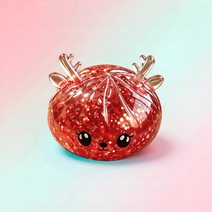 Christmas Reindeer Red Glitter Squishy