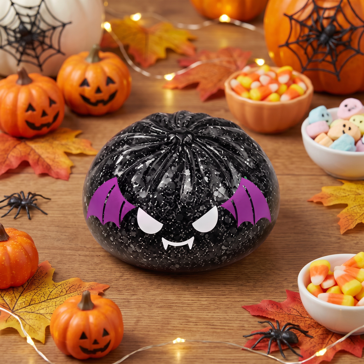 Jouet Squishy Chauve-Souris d'Halloween Pailleté