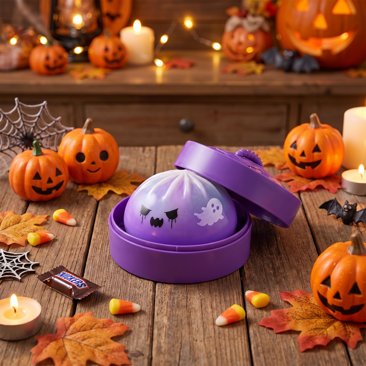 Jouet Squishy Fantôme Violet d'Halloween
