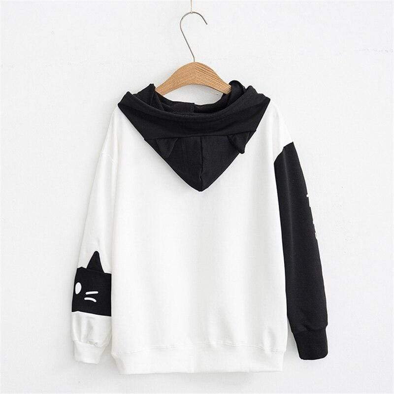 Sweat Kawaii Neko Noir et Blanc