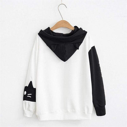 Sweat Kawaii Neko Noir et Blanc