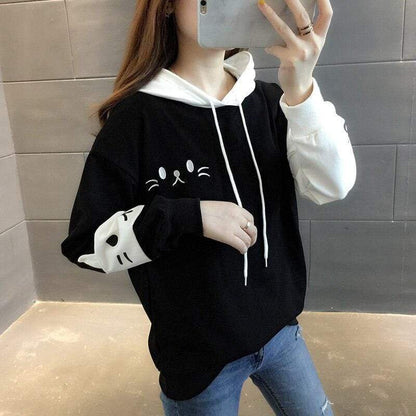 Sweat Kawaii Neko Noir et Blanc