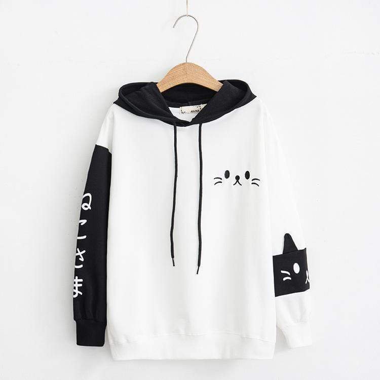 Sweat Kawaii Neko Noir et Blanc
