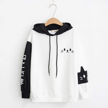 Sweat Kawaii Neko Noir et Blanc