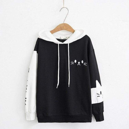 Sweat Kawaii Neko Noir et Blanc