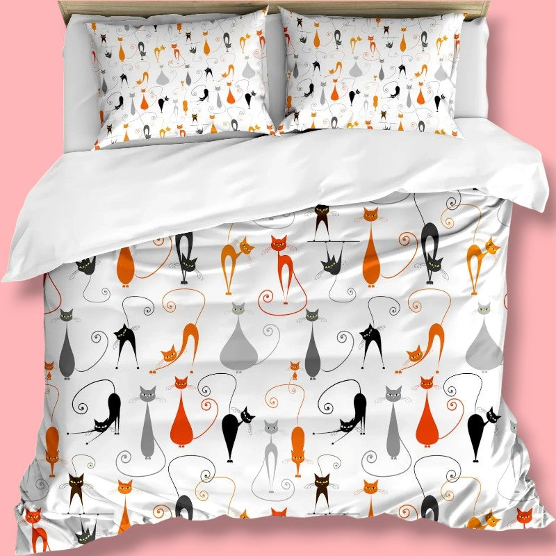 Kawaii Bedding Set for Cat Lovers