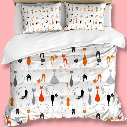 Kawaii Bedding Set for Cat Lovers