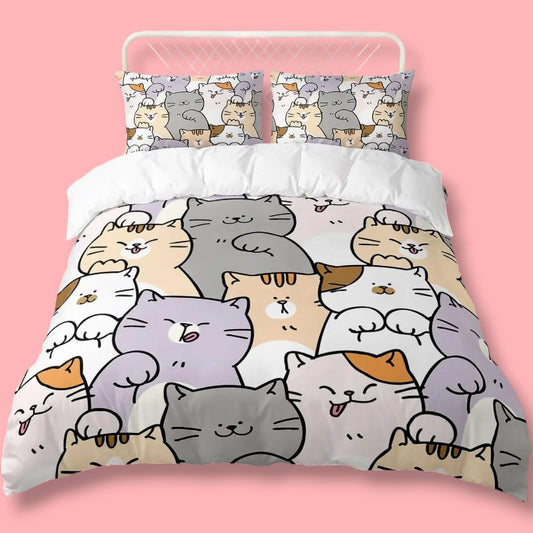 Kawaii Bedding Set for Cat Lovers