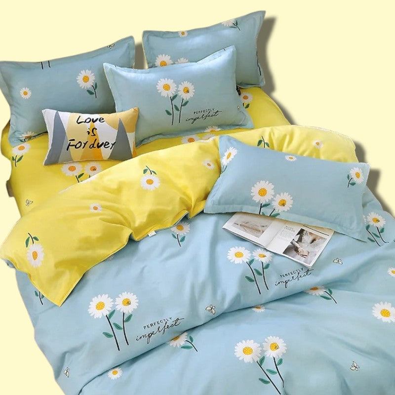 Kawaii Sunflower Print Bedding Set