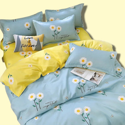 Kawaii Sunflower Print Bedding Set