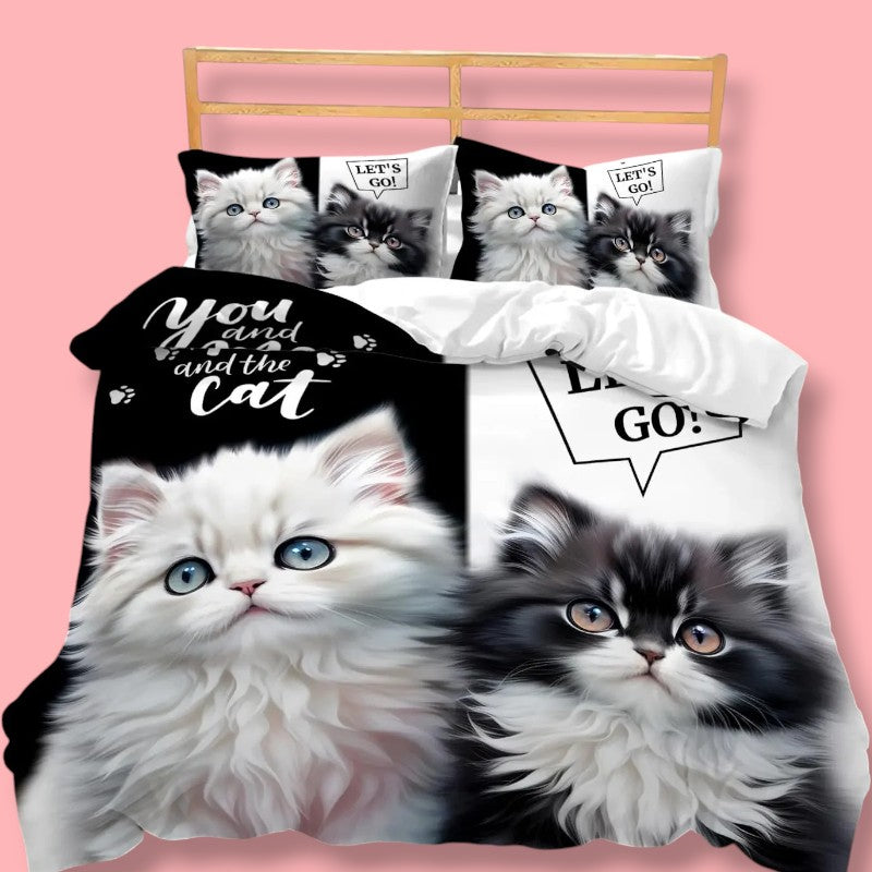Kawaii Bedding Set for Cat Lovers