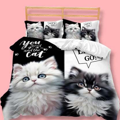 Kawaii Bedding Set for Cat Lovers