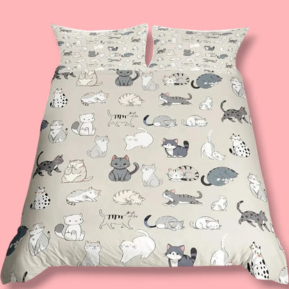 Kawaii Bedding Set for Cat Lovers
