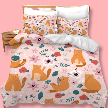Kawaii Bedding Set for Cat Lovers
